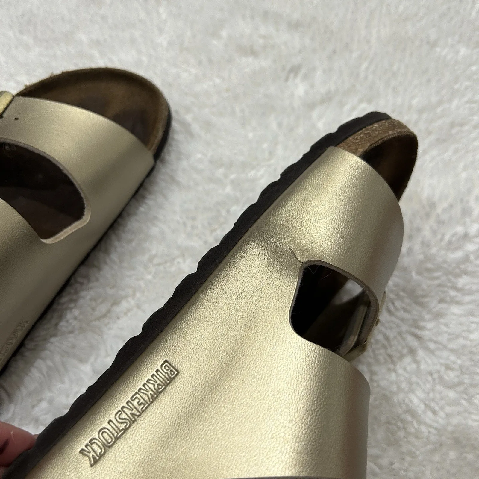 Birkenstock Arizona Double Strap Gold Sandals 37 Women’s 6 Slip On Preppy Summer - Image 4