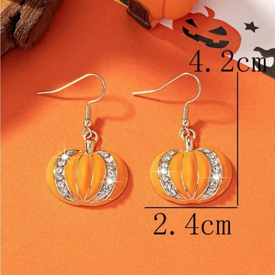 🎃🎃🎃3 for 12$🎃🎃🎃Elegant Gold and Orange Pumpkin Earrings - Image 3