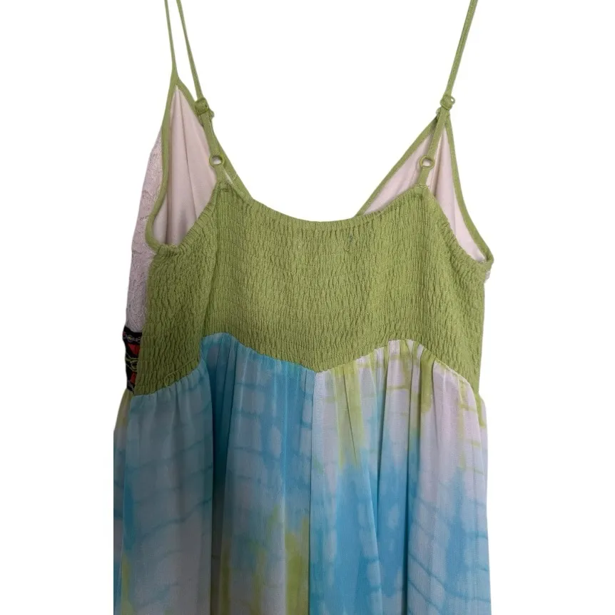 FLYING TOMATO Blue White Green Tie Dye Maxi Dress Size Small Sleeveless Boho - Image 5