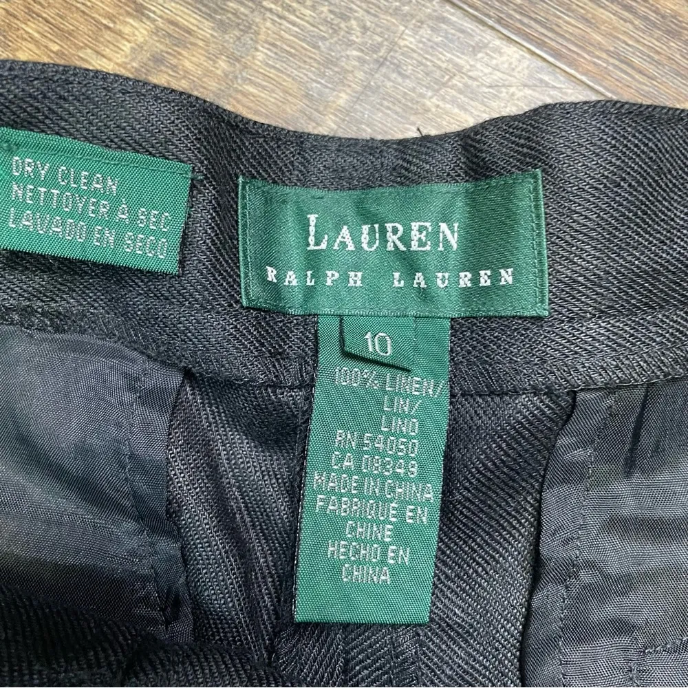 Vintage LRL Lauren Ralph Lauren 100% Linen Women's Sz 10 Black Cargo Shorts Y2K - Image 3