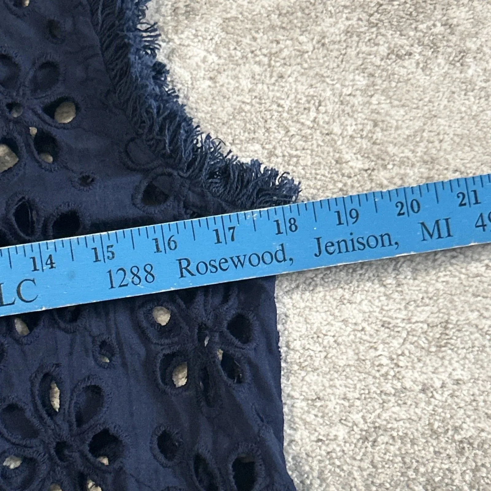 Mademoiselle Hortense Saint Barth Top Women Medium Navy Crochet Open Fringe Crop Blue - Image 4