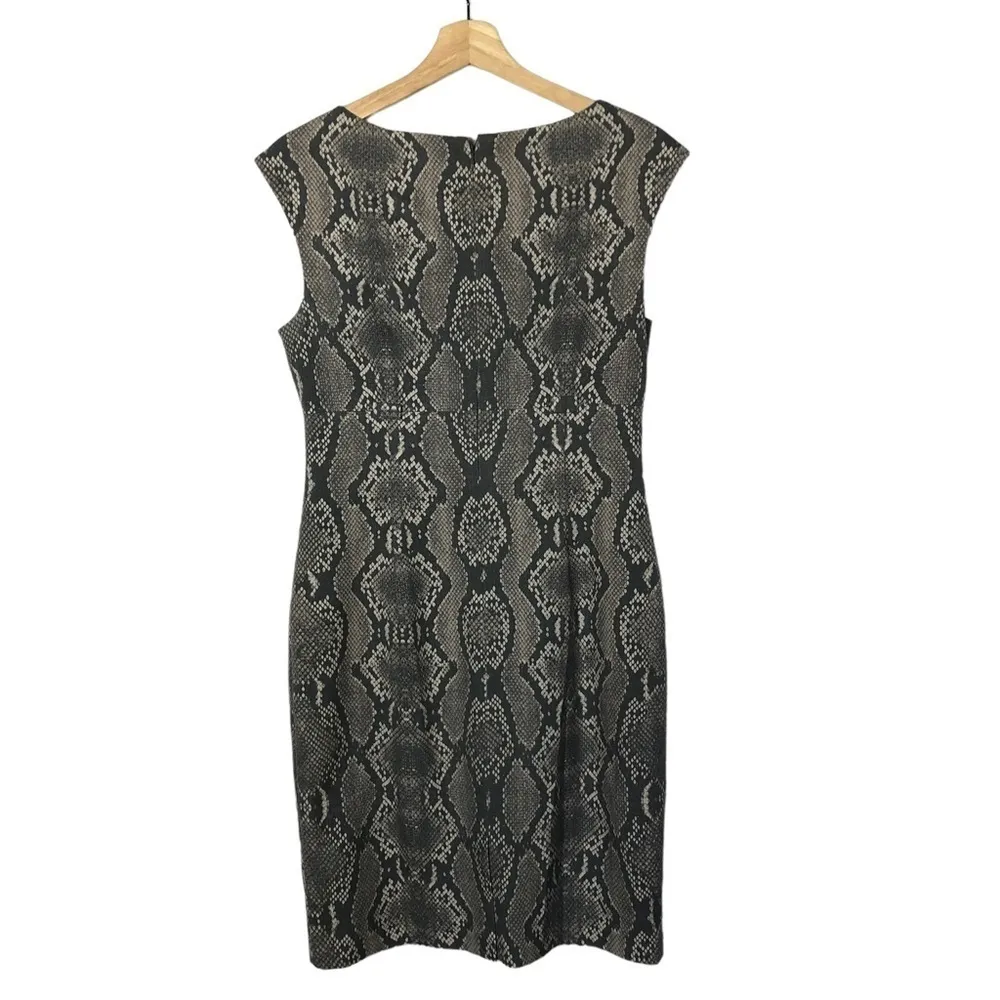 Calvin Klein Gray Snake Print Sleeveless Sheath Dress 6 - Image 3