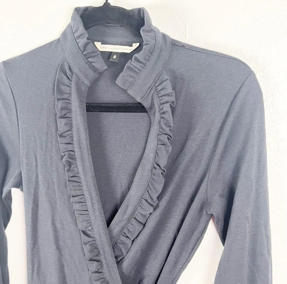 DIANE vonFURSTENBERG Volante 100% Wool Long Sleeves Wrap Dress, Size 8 - Image 9