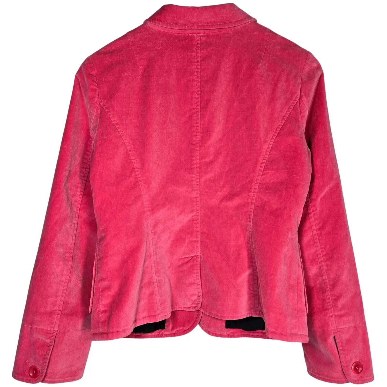 Garnet Hill Women's Pink Velvet Blazer Jacket‎ Size 06 Cotton Spandex Blend - Image 2