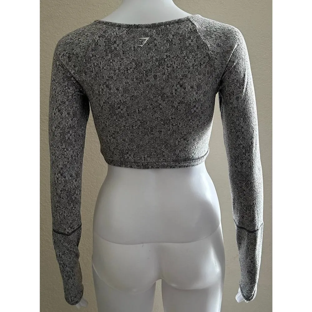 Gymshark  | Women's Athletic Yoga Exercise Long Sleeve Keyhole Crop Top | XS - Image 2