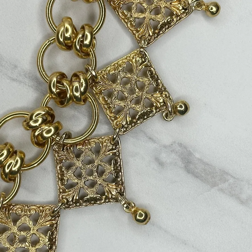 Chunky Gold Tone Ornamental Chain Belt Small/Medium (S/M) Boho Statement ✨ - Image 9