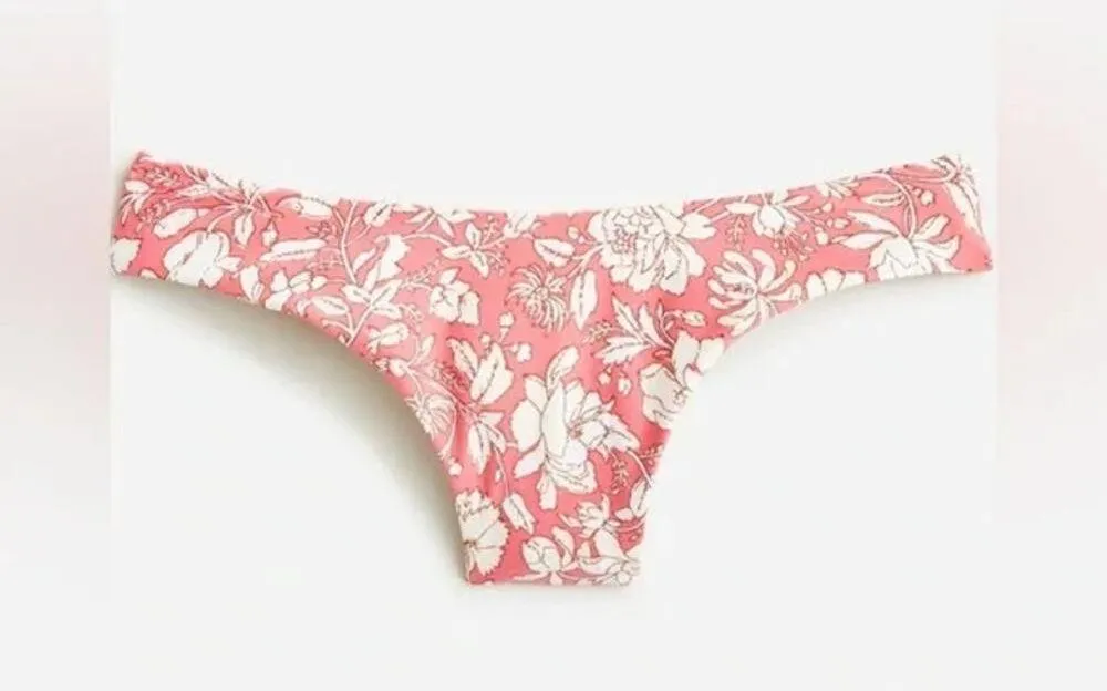 NWT J. Crew Coral Pink Floral Cheeky Bikini Swim Bathing Suit Bottom Size XL - Image 2