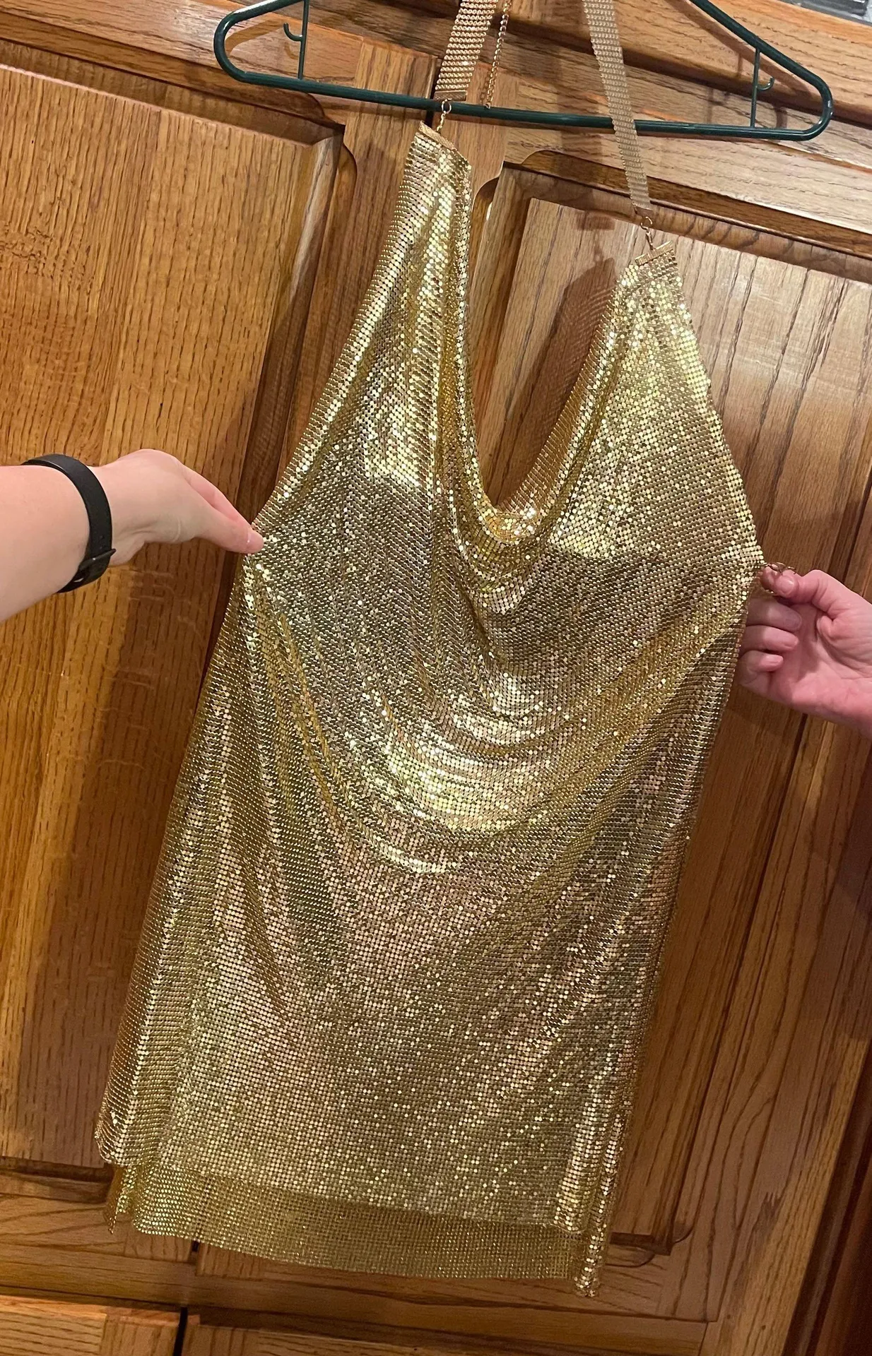 gold metal chain dress - Image 5