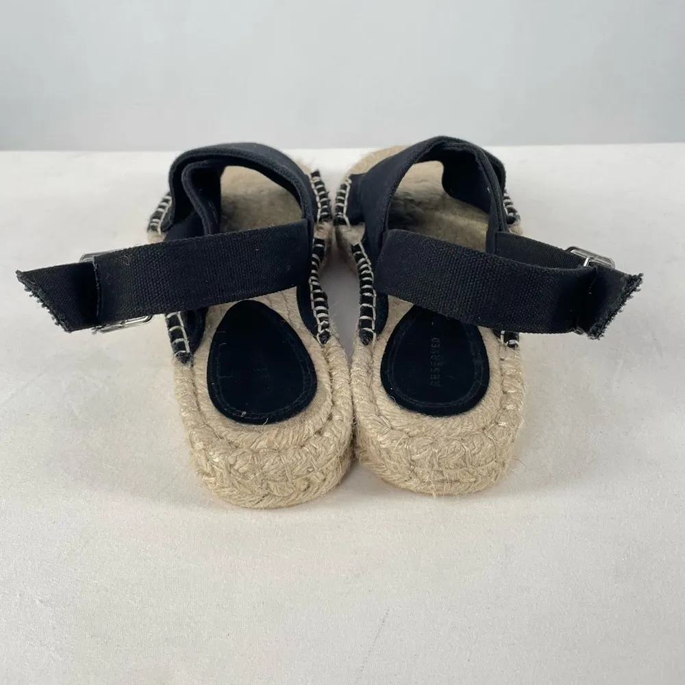 Reserved Canvas Strappy Espadrille‎ Sandal in Black Size 9 - Image 5