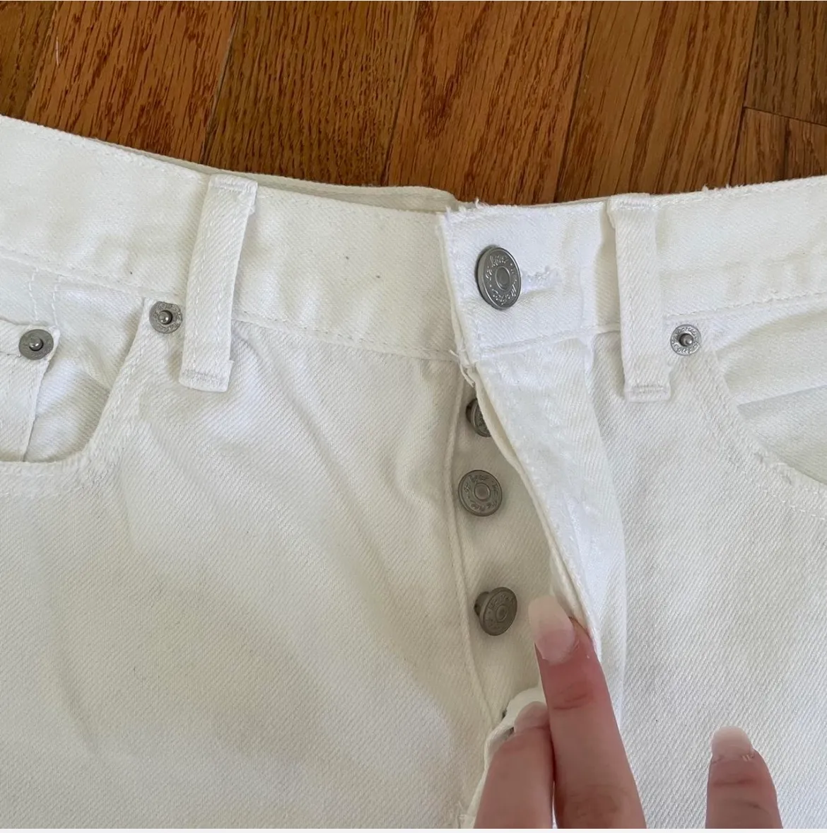 Free People white jean shorts - Image 4