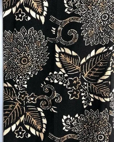 Black Label Floral Paisley Print Linen Pants Black Tan - Image 10
