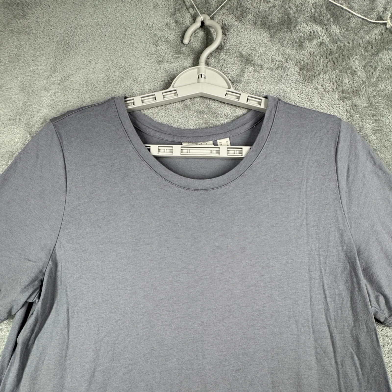Logo by Lori Goldstein Dress Gray‎ Midi Womens Medium Short Sleeve Tiered Casual - Image 4
