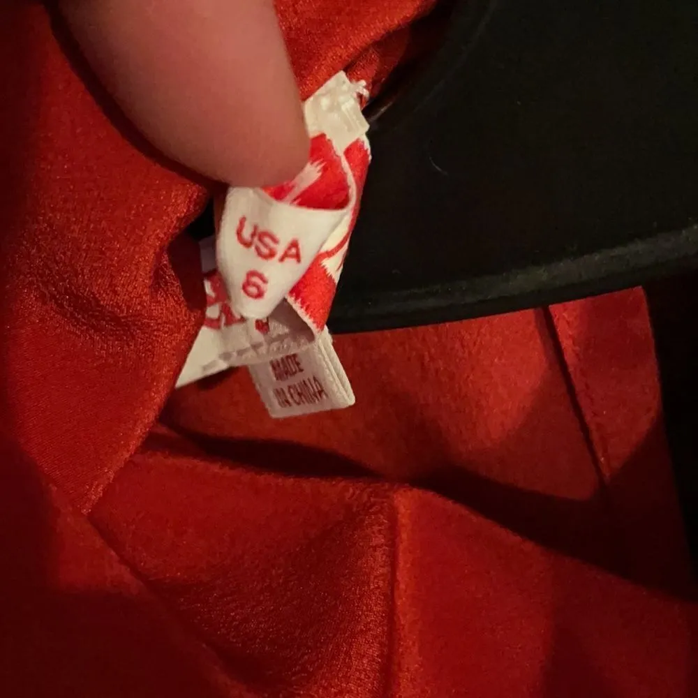 See by Chloe Long Sleeve Red Silk Dress with pockets - Image 7