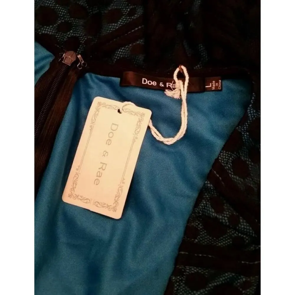 Black & Teal Sleeveless Lace Party Cocktail ModCloth Dress by Doe & Rae NEW - Image 6