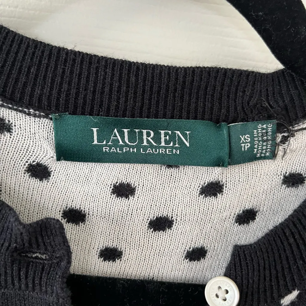 Ralph Lauren Black and White Polka Dot Cardigan - Image 2