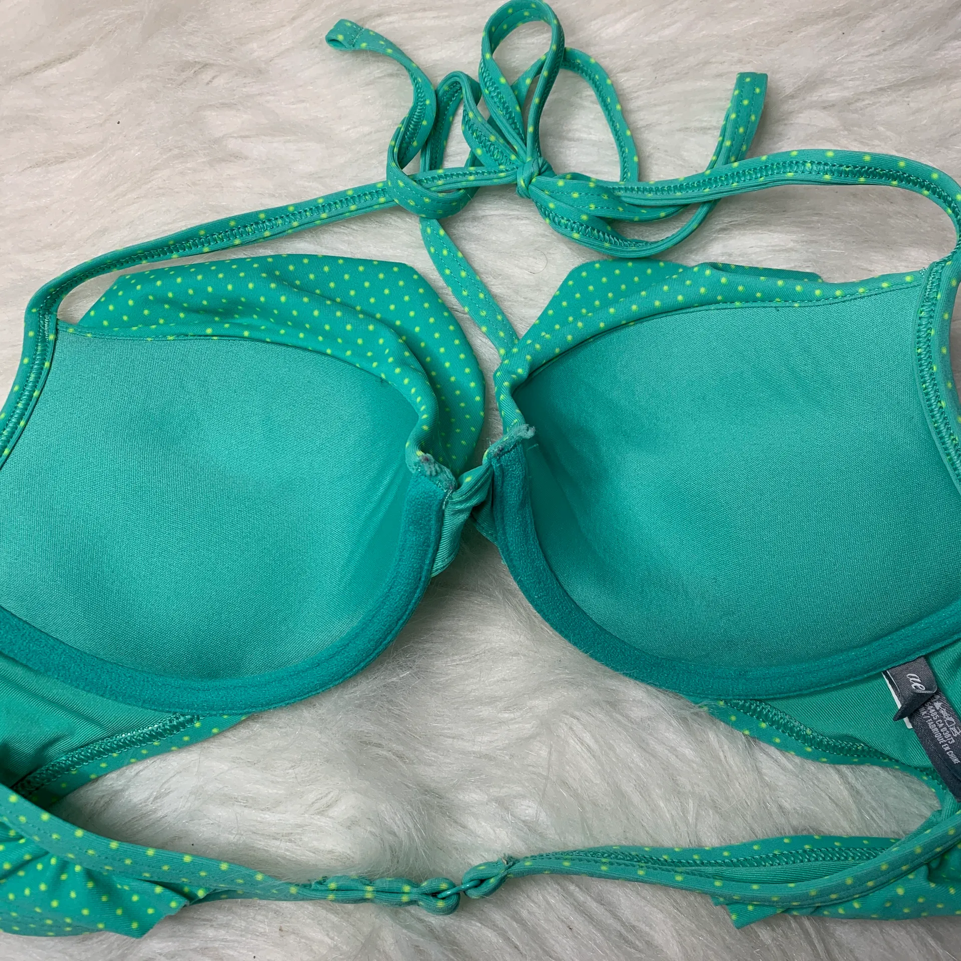 Teal Polka Dot Bikini Top - Image 3