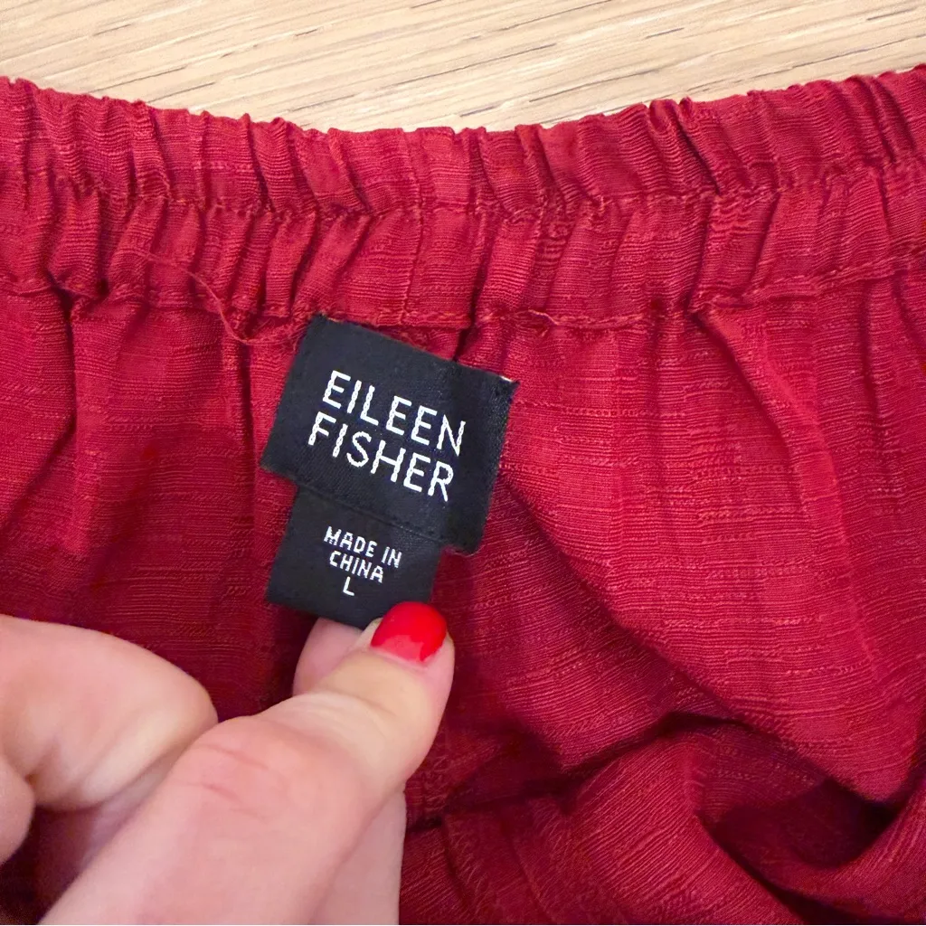 Eileen Fisher Silk/Linen Red Pants L - Image 4