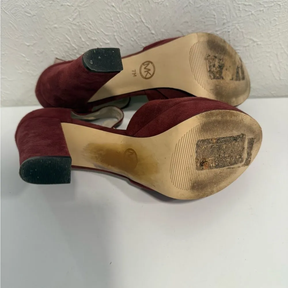 Michael Kors Haven Cinnabar Suede Ankle Strap Heels Size 7 VGUC Red - Image 7