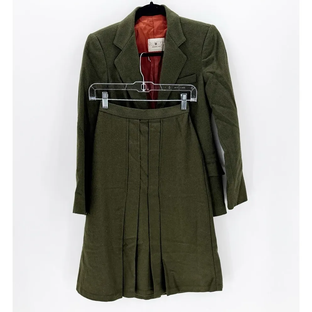 Vintage Plum Tree army green blazer and skirt made in Canada size XS career - Image 4