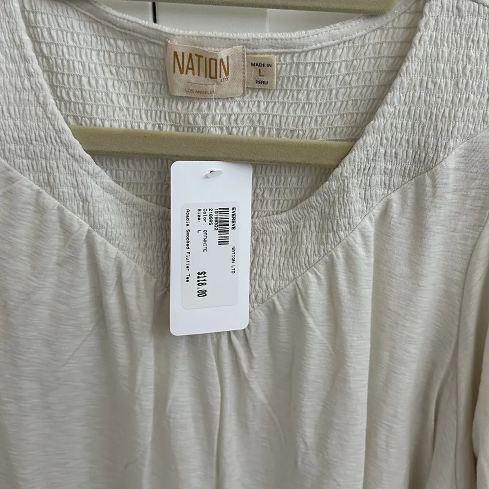 NWT Nation LTD Cream Knit Flutter Sleeve Too Sz L - Image 3