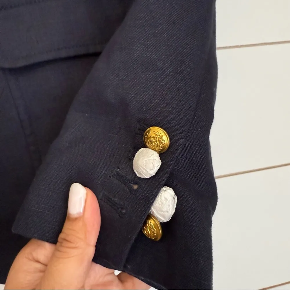 NWT J. Crew Rhodes Blazer Navy Blue Linen Women’s 8 - Image 7