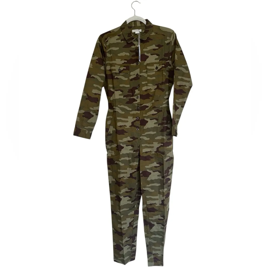 NWT OUTERKNOWN S.E.A. Jumpsuit Boiler Suit Coveralls CAMO Carpenter Linen Blend Green Size XS - Image 2