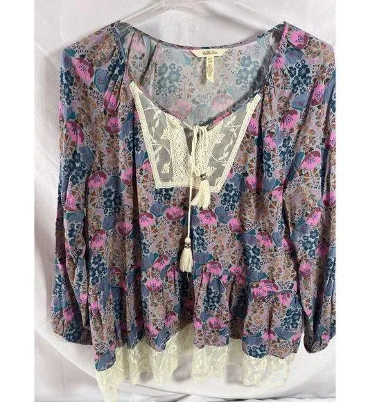 Matilda Jane Make Believe Sew Perfect Top Blouse Sz L Peasant Boho Cottagecore - Image 1