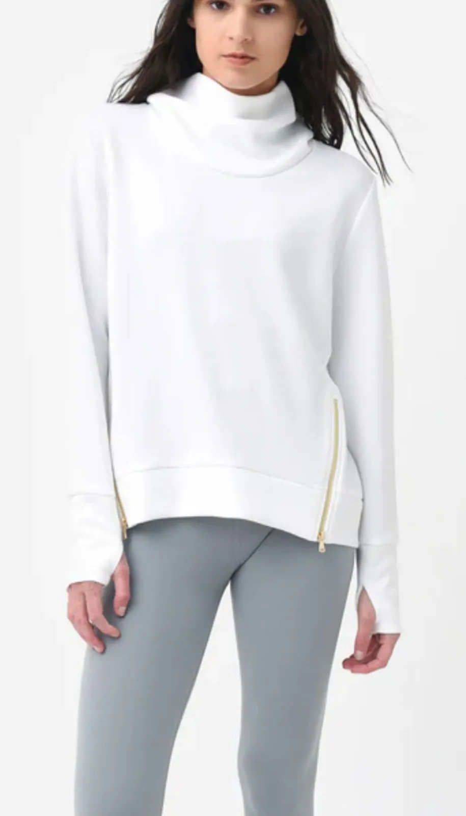 ADDISON BAY The Everyday Zippered Pullover White Small - Image 1