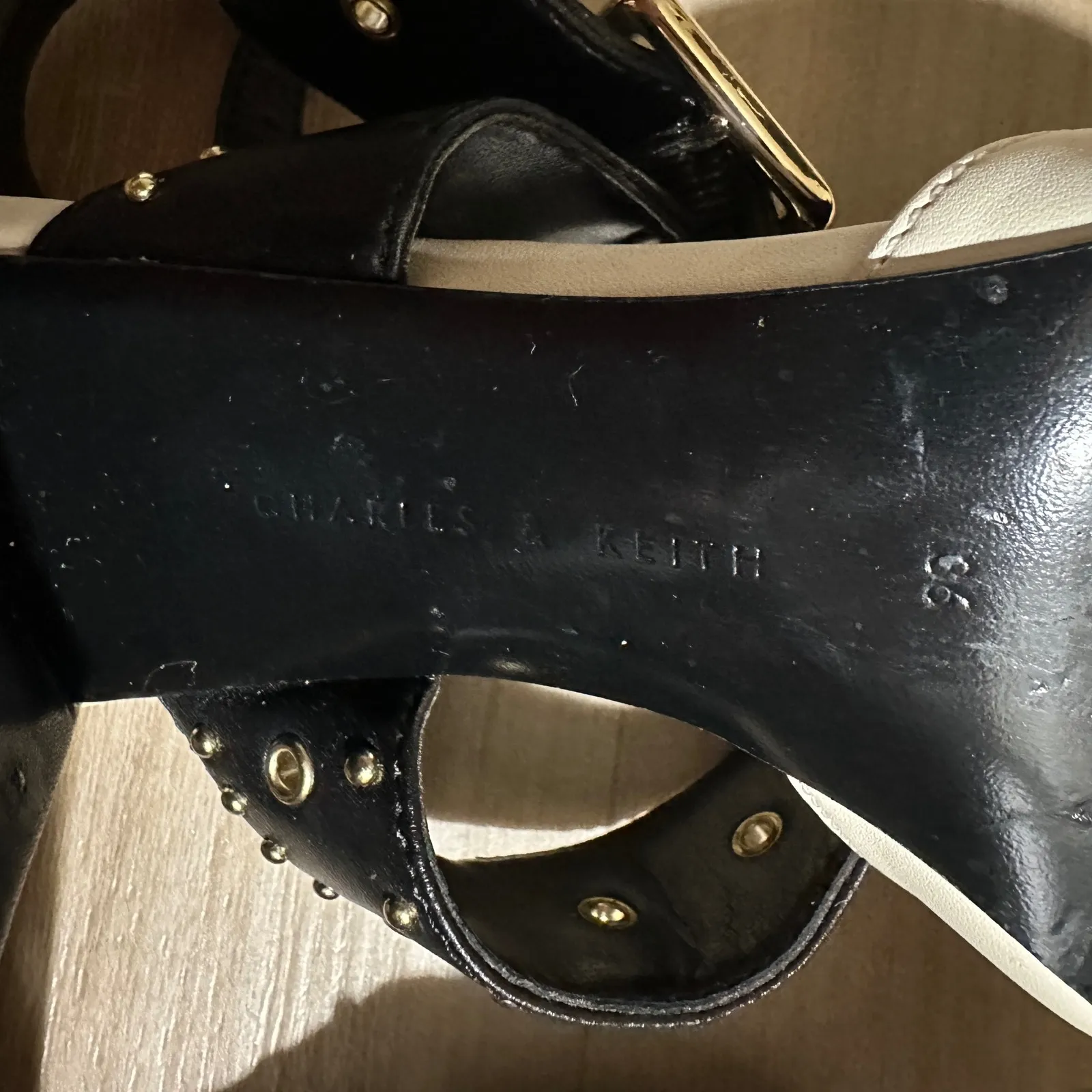 Charles & Keith Pointed Slingback Heel Studded Ankle Strap Party Pumps 6 / 36 - Image 11