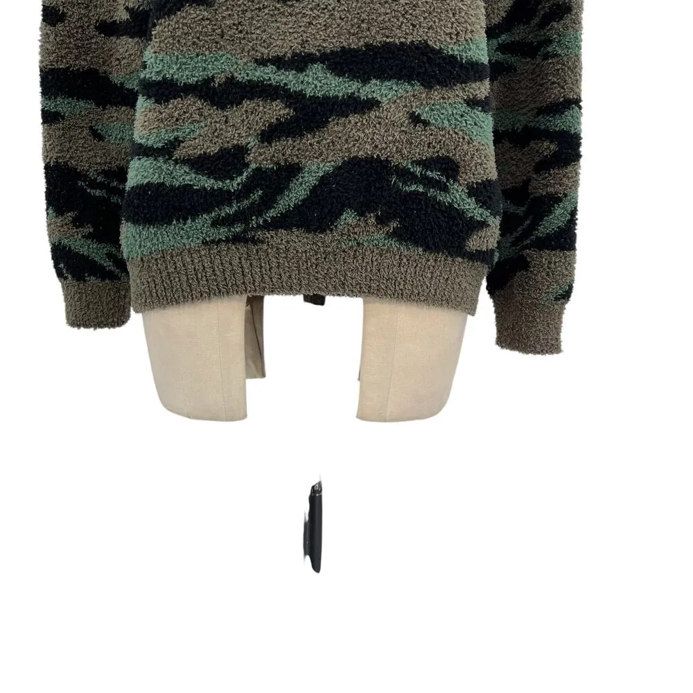 Barefoot Dreams CozyChic‎ Seaside Crew Neck Pullover Sweater Green Camo Small - Image 6