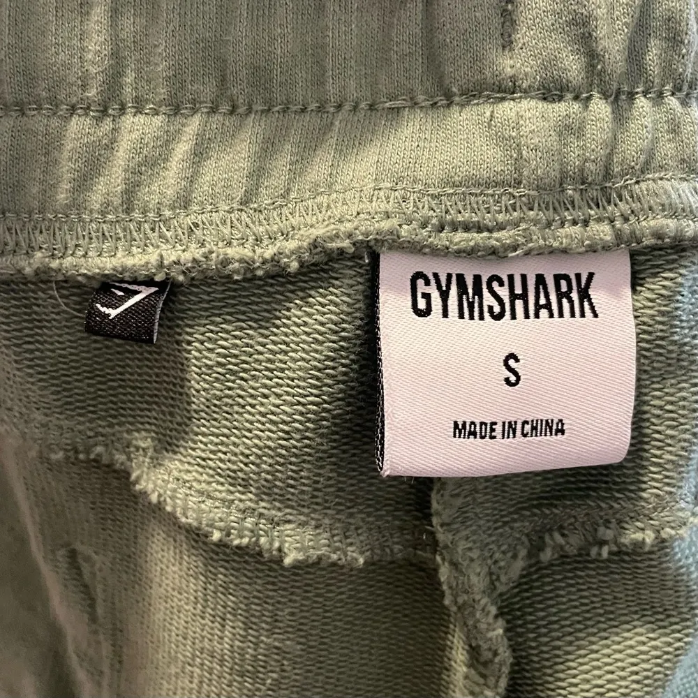 Gymshark Luxe Legacy Shorts Sage Green Sweat Shorts White Embroidery Cotton - Image 5