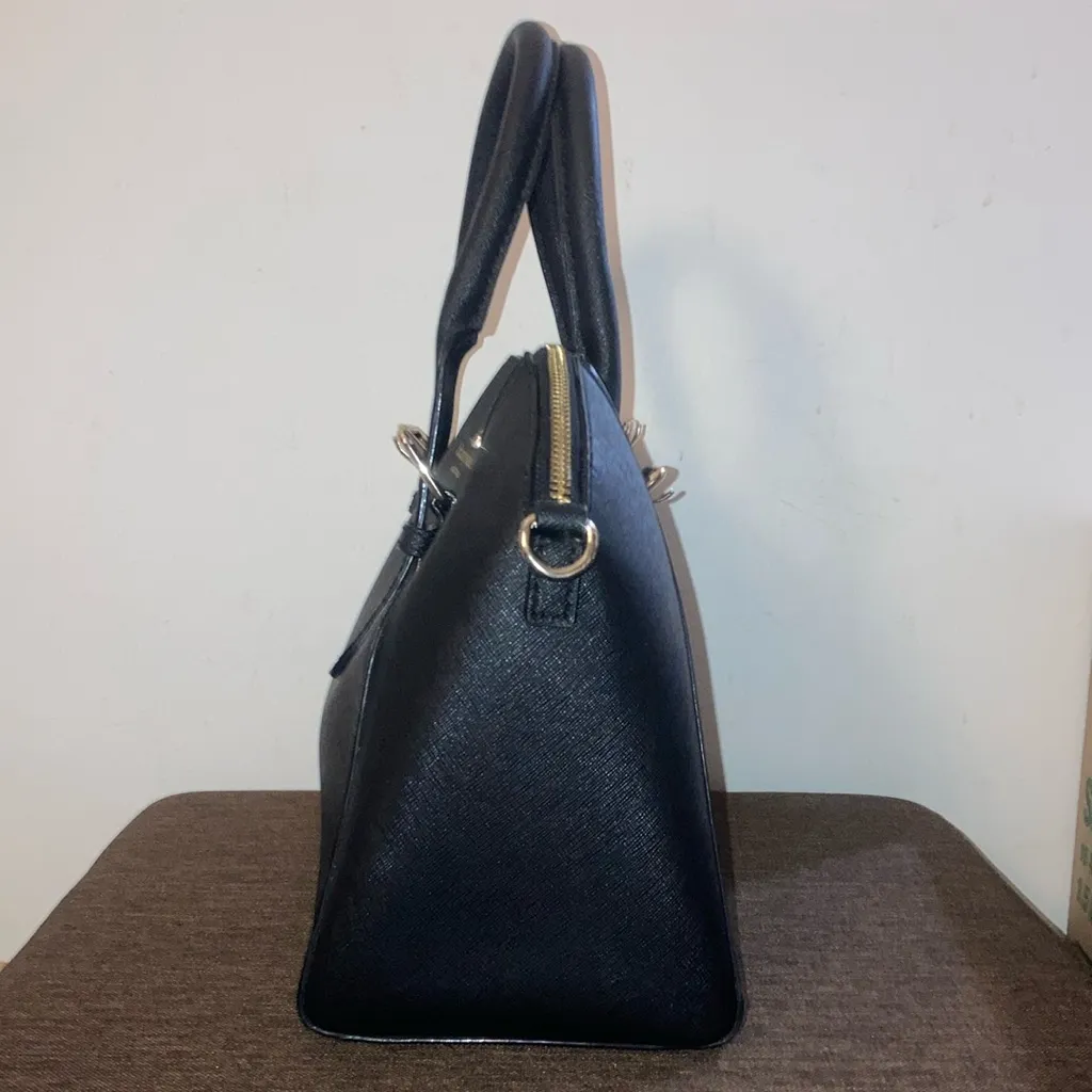 Large Black Leather Kate Spade Cove Street Pippa Satchel Bag Purse - Image 2