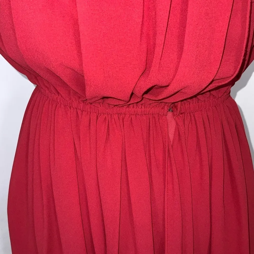 Doe & Rae Red Sleeveless Chiffon Overlay Flowy Casual Career Party Dress Small - Image 7