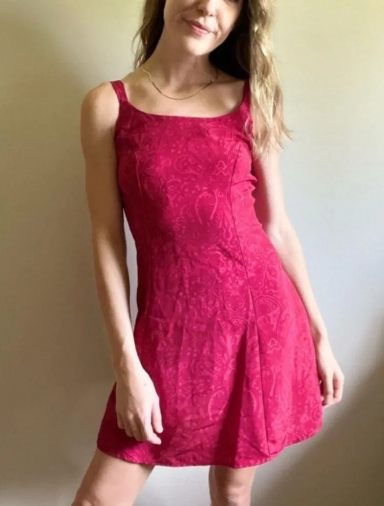 90s DBY Vintage Red & Pink Western Pattern Tie - Image 6