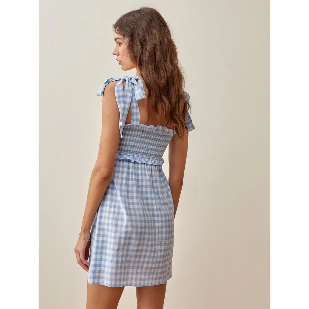 Dawson Gingham Short Mini Dress XS Women’s Blue - Image 6