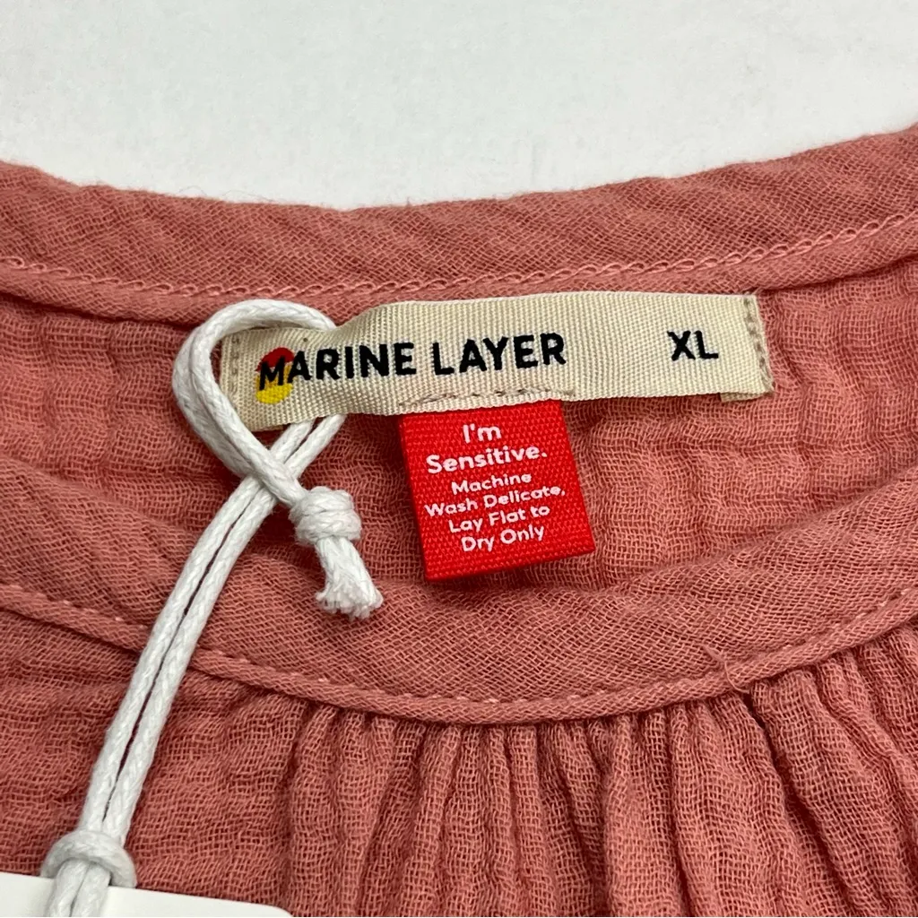 Marine Layer Jude Flutter Sleeve Cotton Tank Rosette Pink Womens‎ Size XL NEW - Image 4