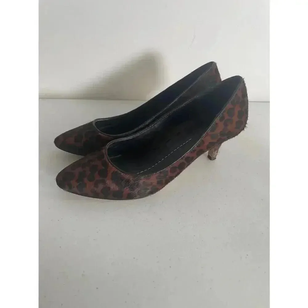 Women's DV Dolce Vita Brown Leopard Print Heels Size Calf‎ Fur 8.5 M GUC! - Image 8