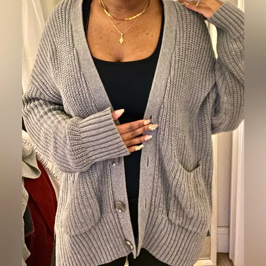 AERIE Grey Knitted Cardigan - Image 2