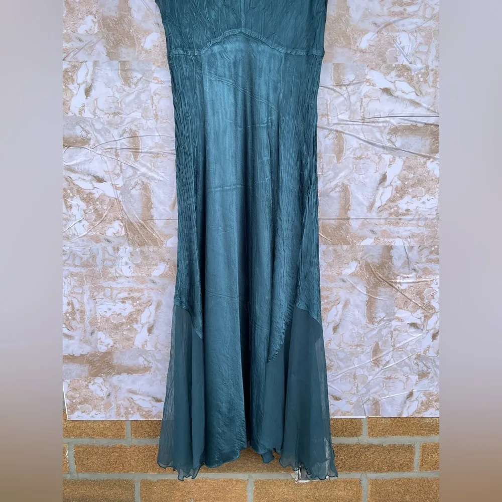 Komarov teal satin mesh dress size small Blue - Image 4