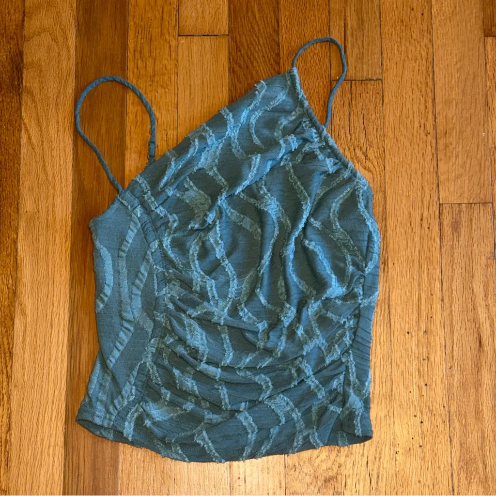 FREE PEOPLE Sand Dunes Tank Top Green Asymmetrical Textured size XS - Image 3