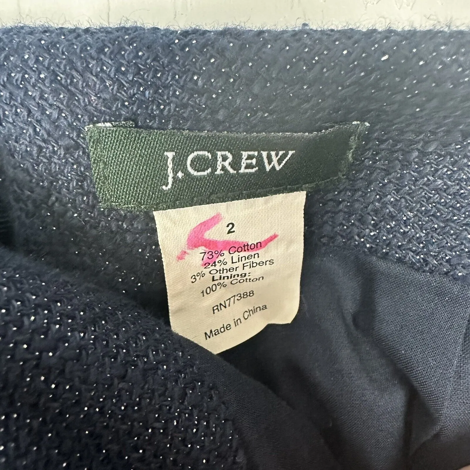 J. Crew Women's Navy Mini Skirt Sparkle Glitter Size 2 - Image 6