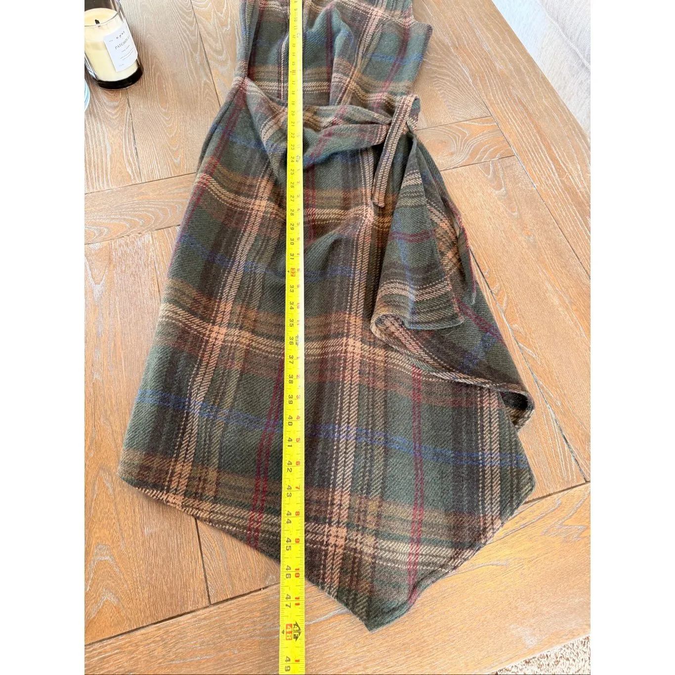 Polo Ralph Lauren Check Wool-Blend Sleeveless Faux Wrap Midi Dress Size 0 - Image 8