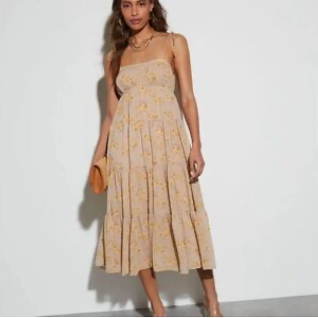 VICI‎ Floral Shirred Tie Shoulder Midi Dress size Large - Image 2