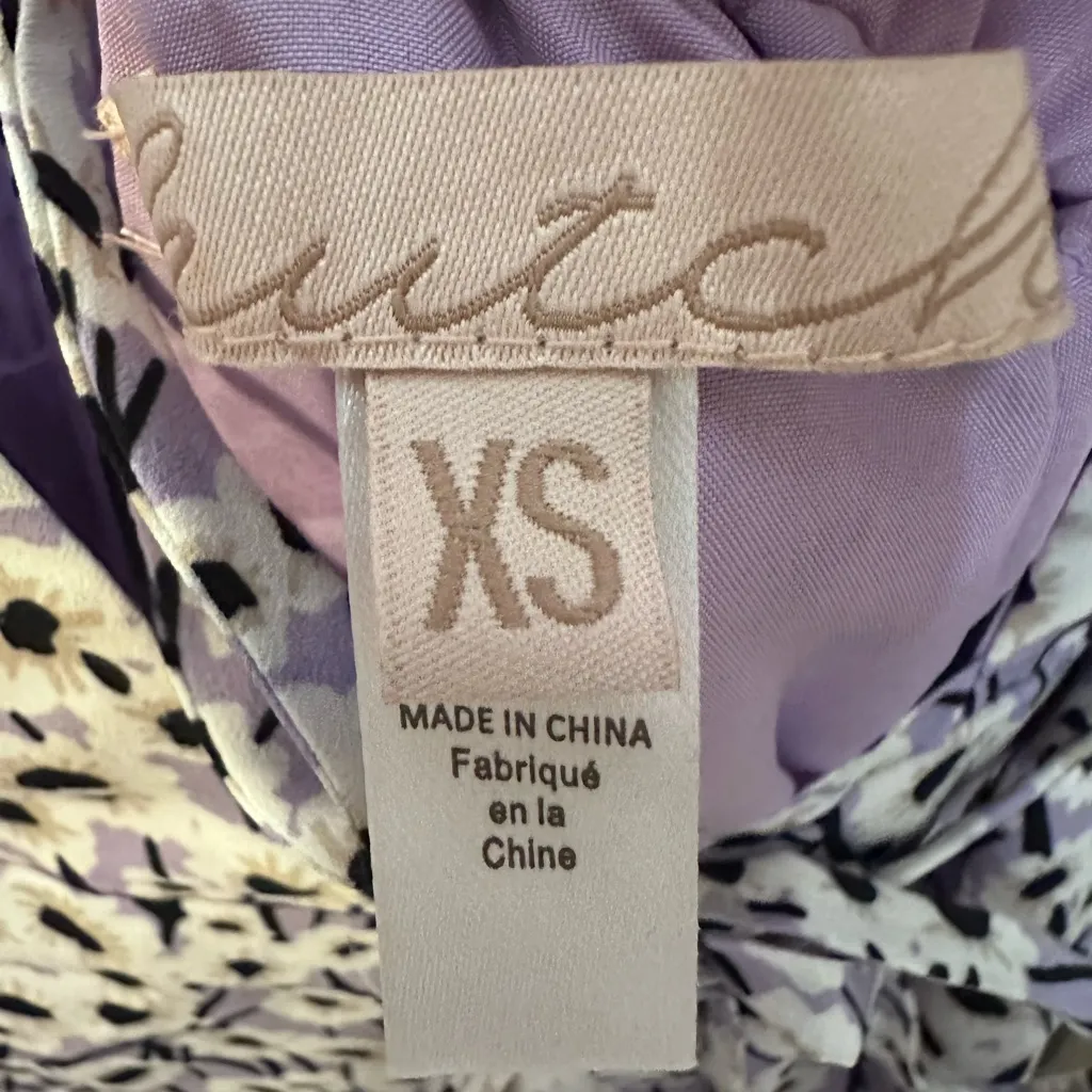 Hutch Elisabet Wrap Dress Criss Cross Back Hi Low Lightweight Purple Floral SZXS - Image 6