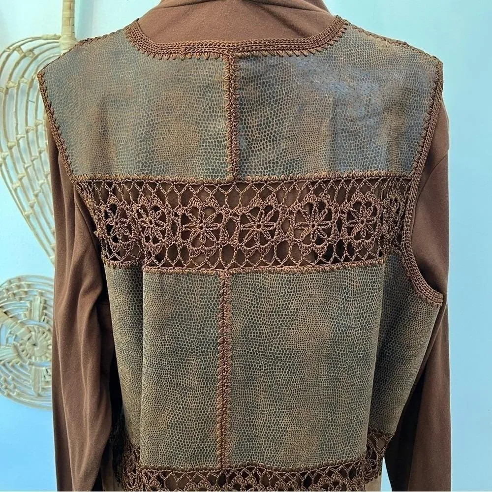 Vintage Denim & Co Leather Vest & Turtleneck Top Western Boho Brown Outfit 3X Size undefined - Image 7