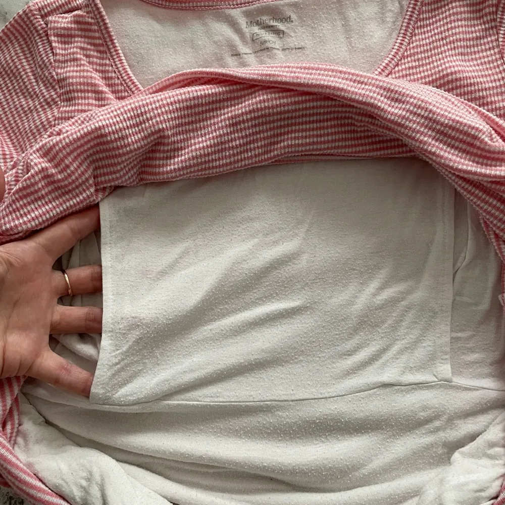 Motherhood Maternity Nursing striped red & white top T-shirt tee, size S boho - Image 6