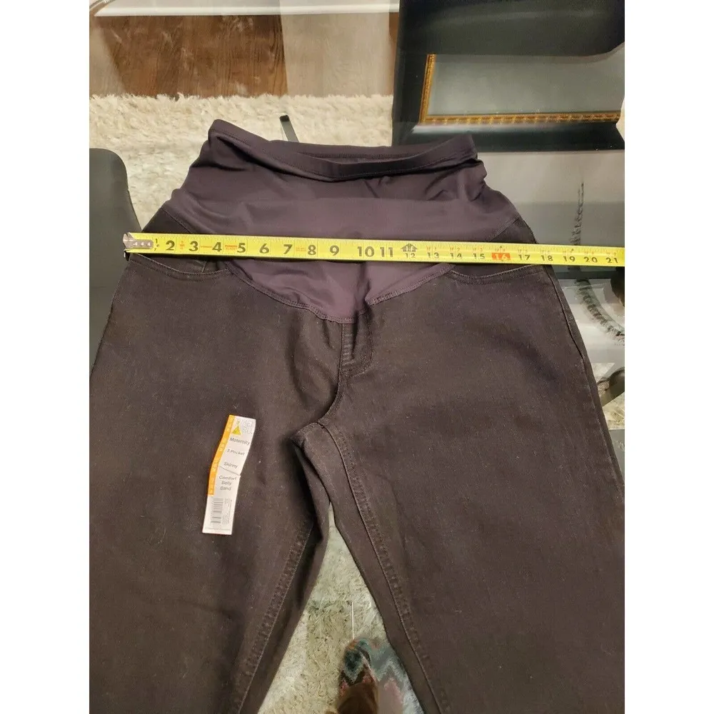 Tme and Tru Materni Black Cotton Mid Rise Comfort Waist Casual Pants Size Medium - Image 10