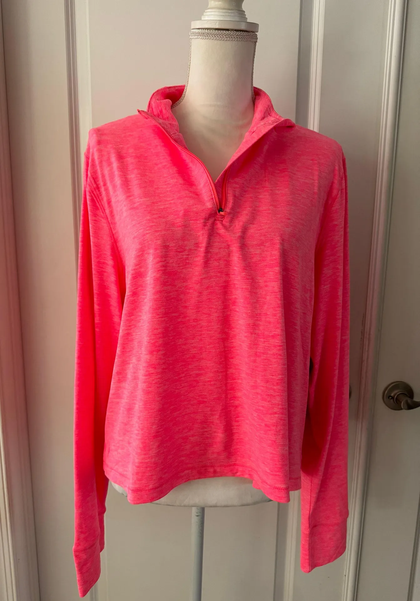 90 Degree By Reflex Two Tone Heather Long Sleeve Quarter Zip Crop Top - Image 11