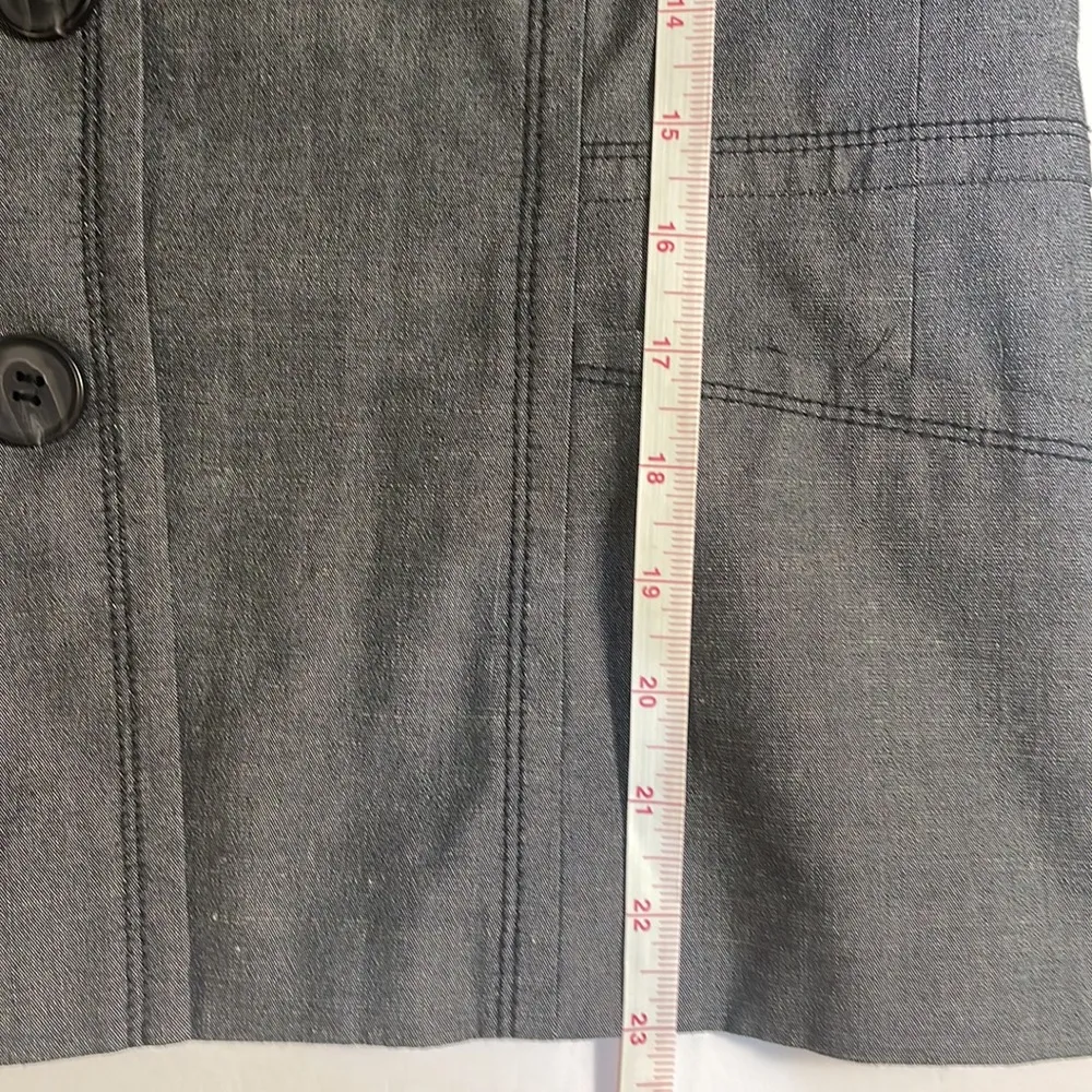 Halogen Women's Linen Blend Blazer Dark Gray Three Button Tie Belt Lined Size 16 - Image 13