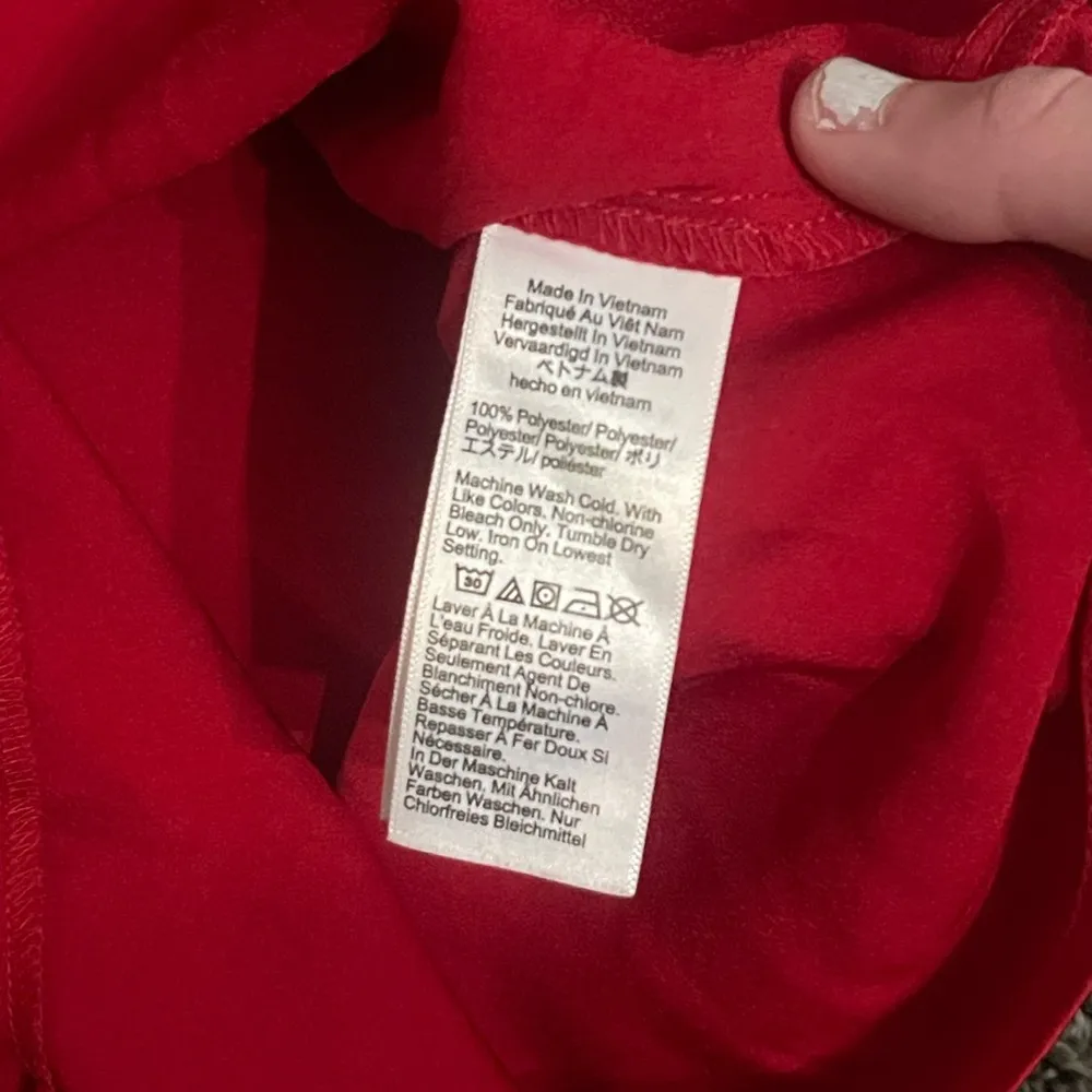 Red Shift Dress Ruffle Long Sleeve Crew Neck Satin dress 4 - Image 6